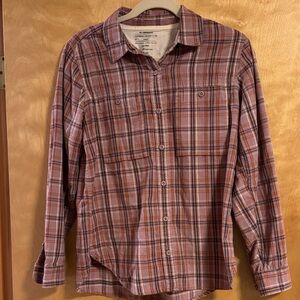 REI Plaid Button Down Shirt in Pink and Purple